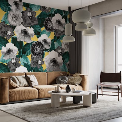 Black White Floral Garden 2