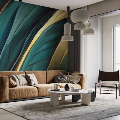 Teal Gold Marbled Elegance