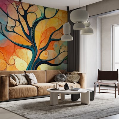 Abstract autumn tree, vertical.