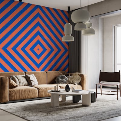 Rust Orange Azure Blue Illusion Squares