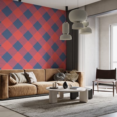 Magenta navy blue checked pattern