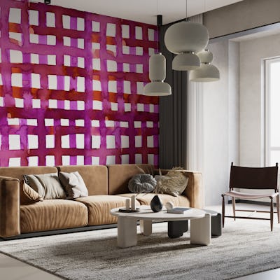 Watercolor magenta grid