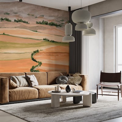 Queniva patchwork landscape in coral