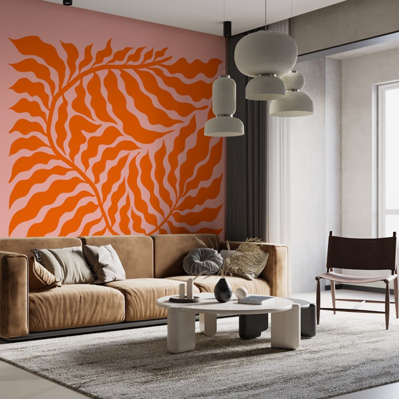 Pink Orange Leaf Art