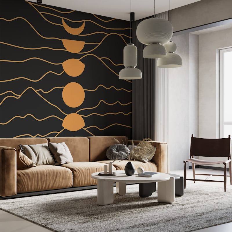 Moon Phases Mountains Black