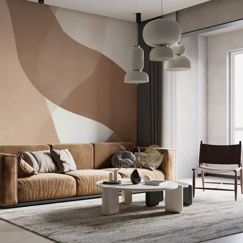 Beige Abstract Curves