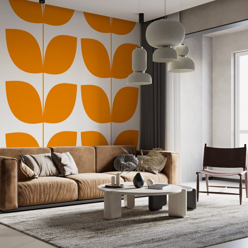 Mid Century Leaves Orange