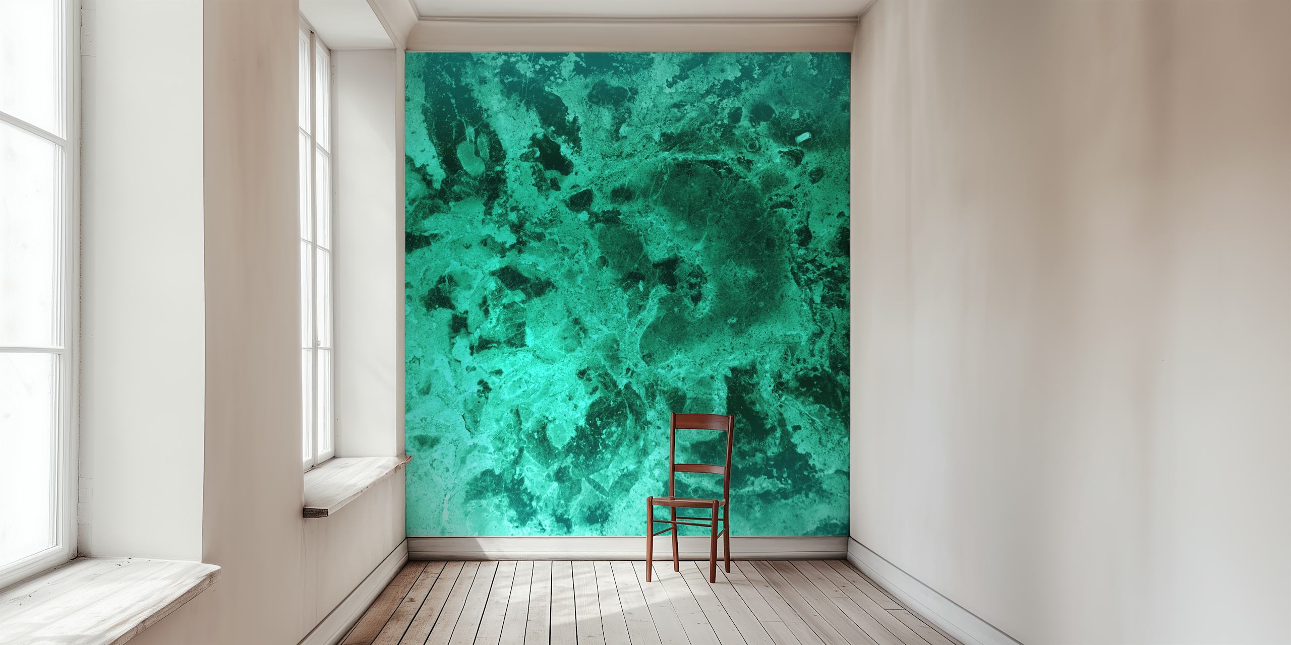 Smaragdgroene malachietpatroon muurschildering genaamd Malachite Dream 1