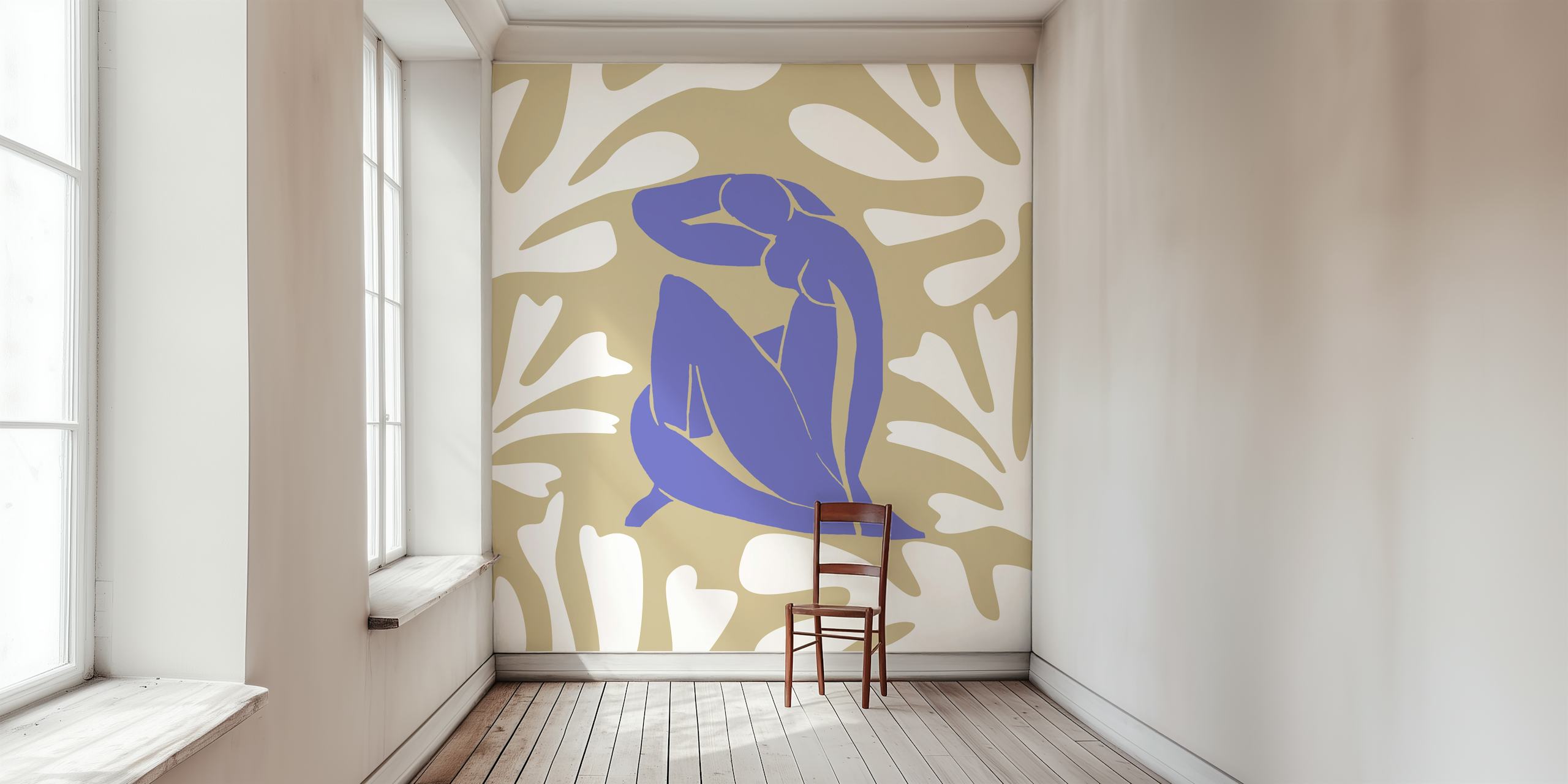 Matisse Inspired Beach Beige wallpaper in a room