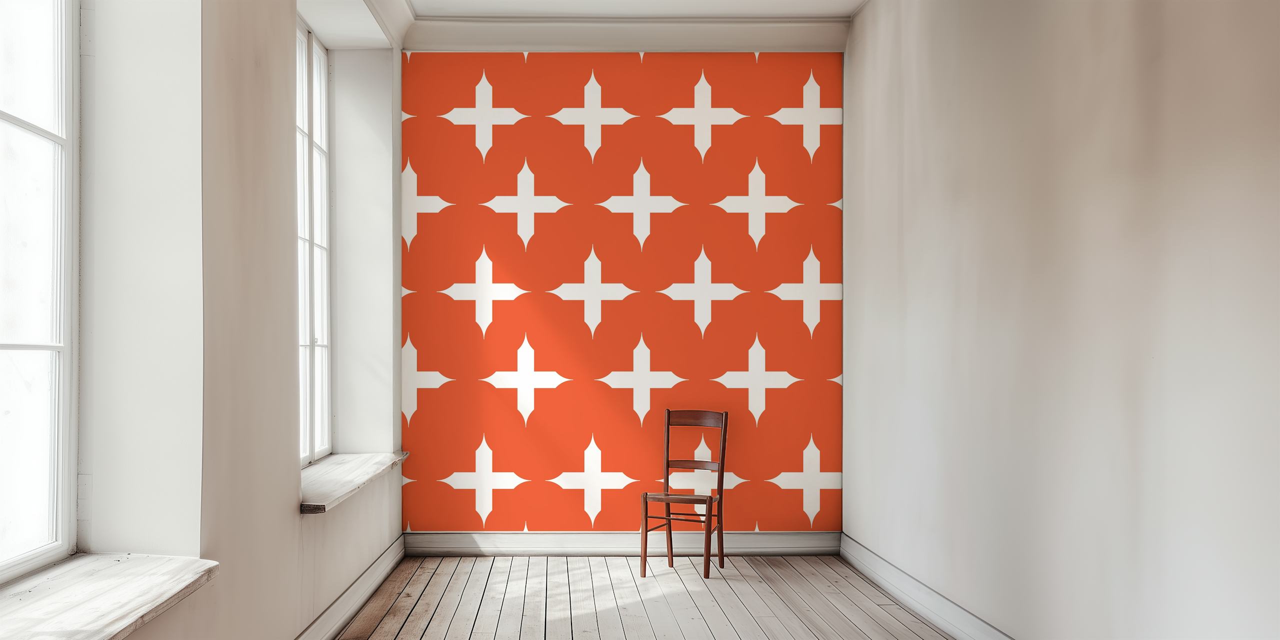 Pumpkin Orange Cross Pattern tapet i et rom