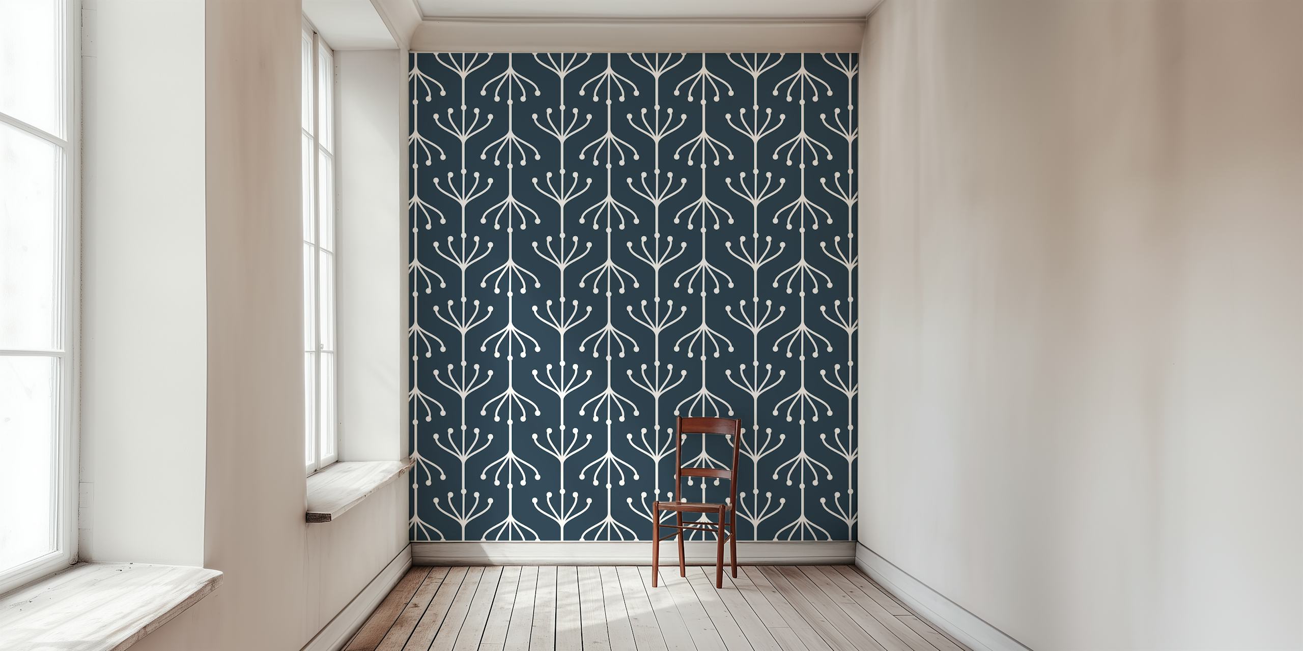 Dark Floral Abstract Pattern tapetti huoneessa