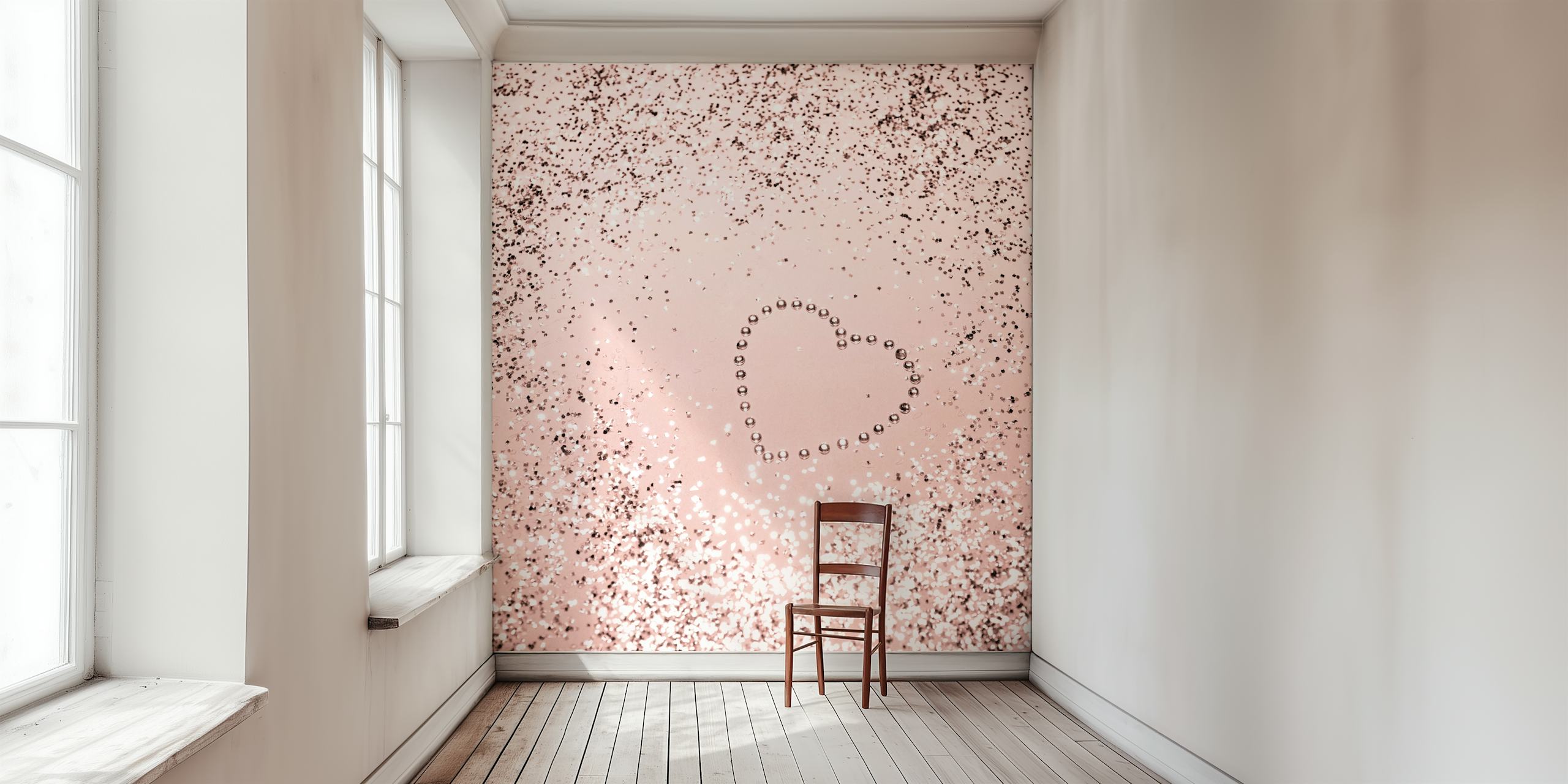 Sparkling Rose Gold Heart Tapetti Huoneessa