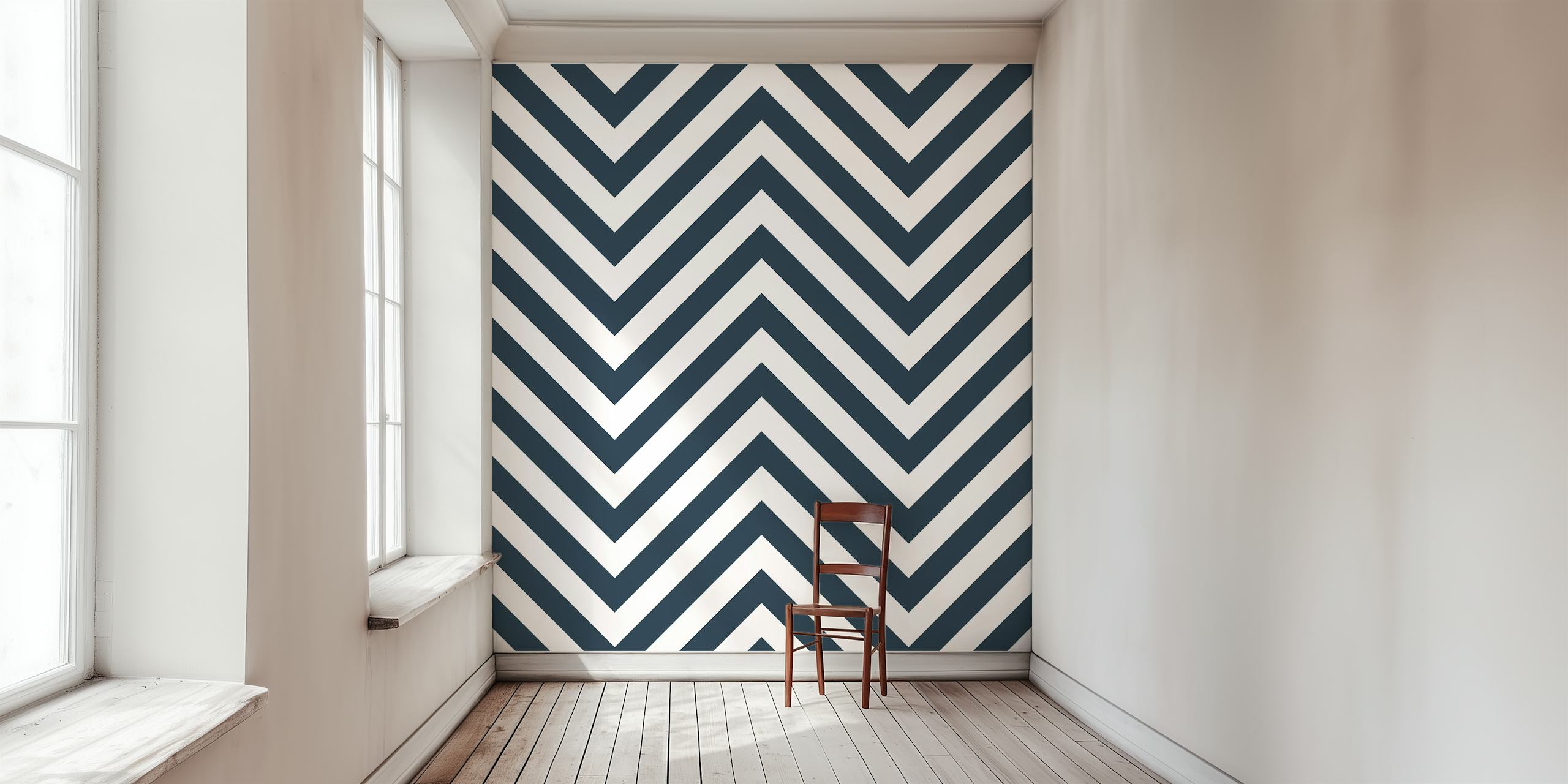 Monochrome chevrons tapet i et rum