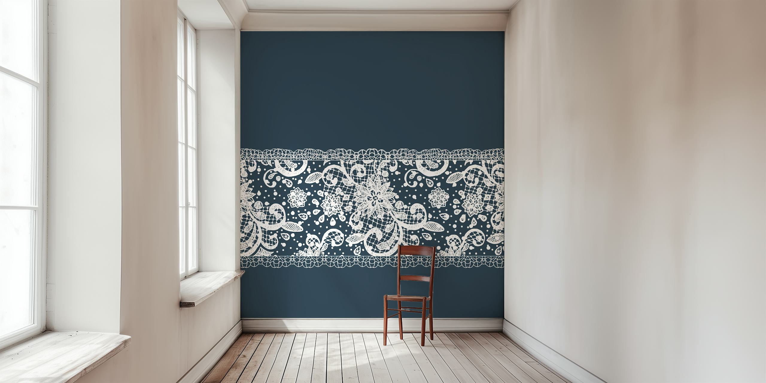 Classic lace monochrome behang in een kamer