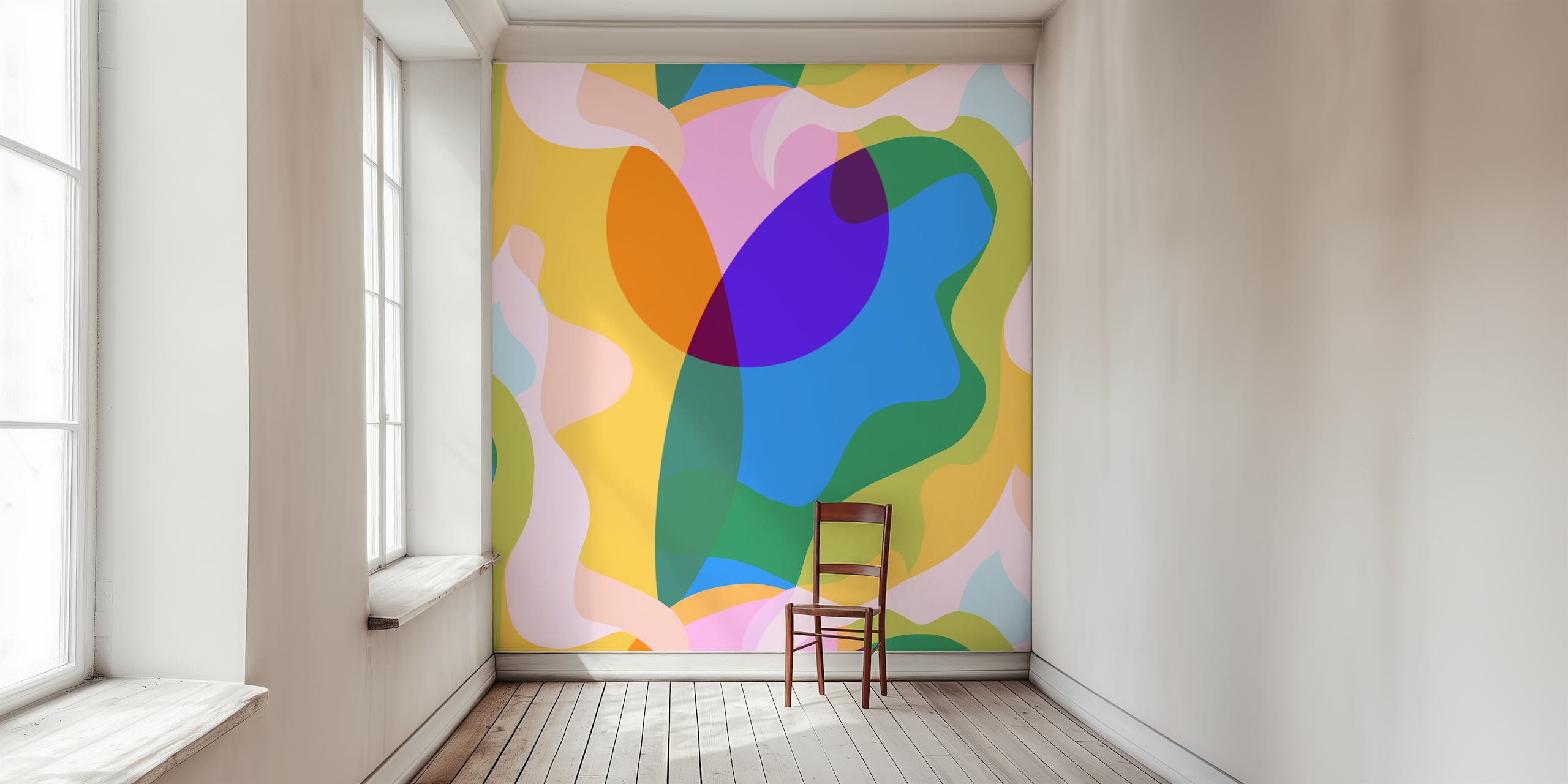 Saturated Shapes Square papier peint dans une pièce