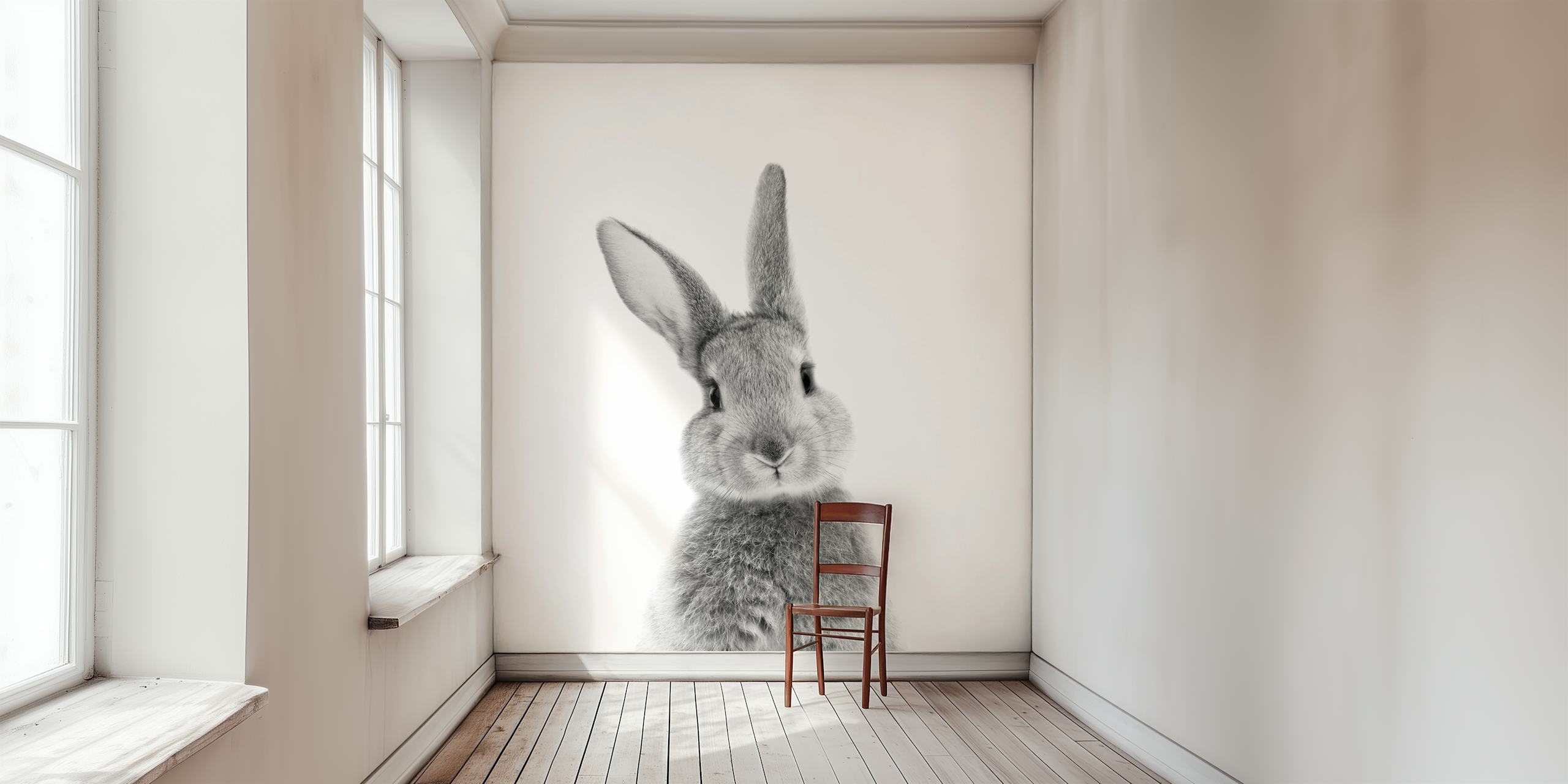 Black and white bunny portrait wallpaper
