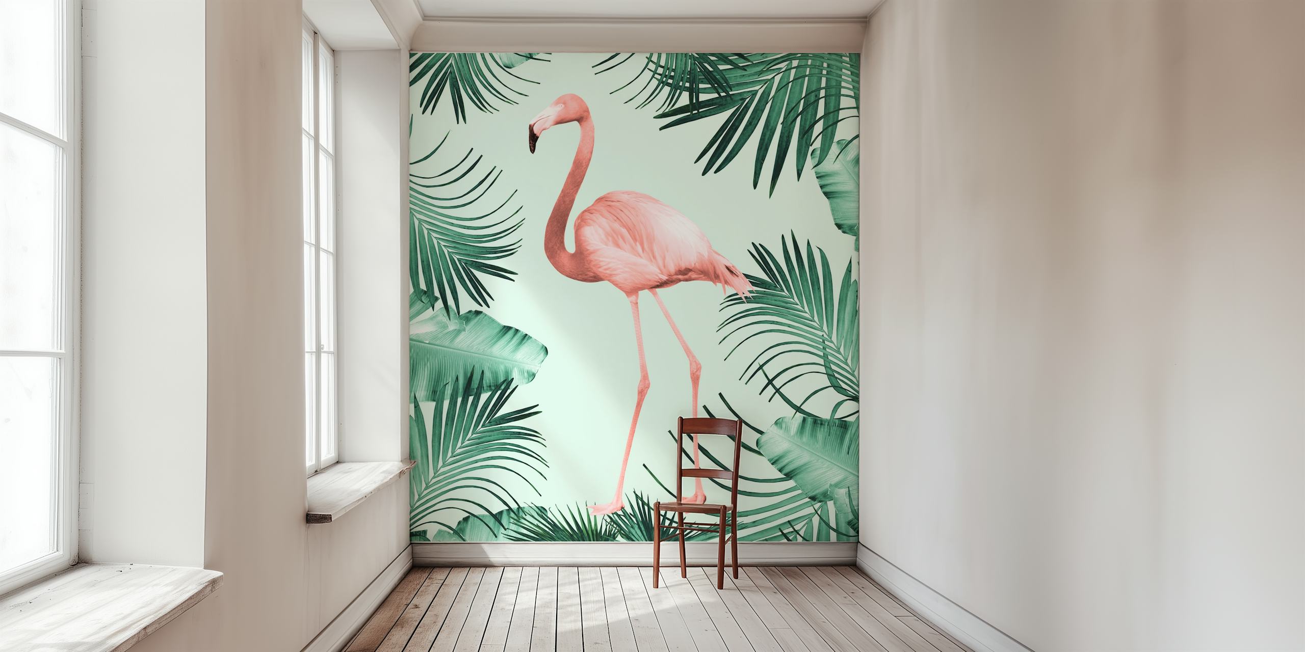 Flamingo wallpaper i en tropisk miljö