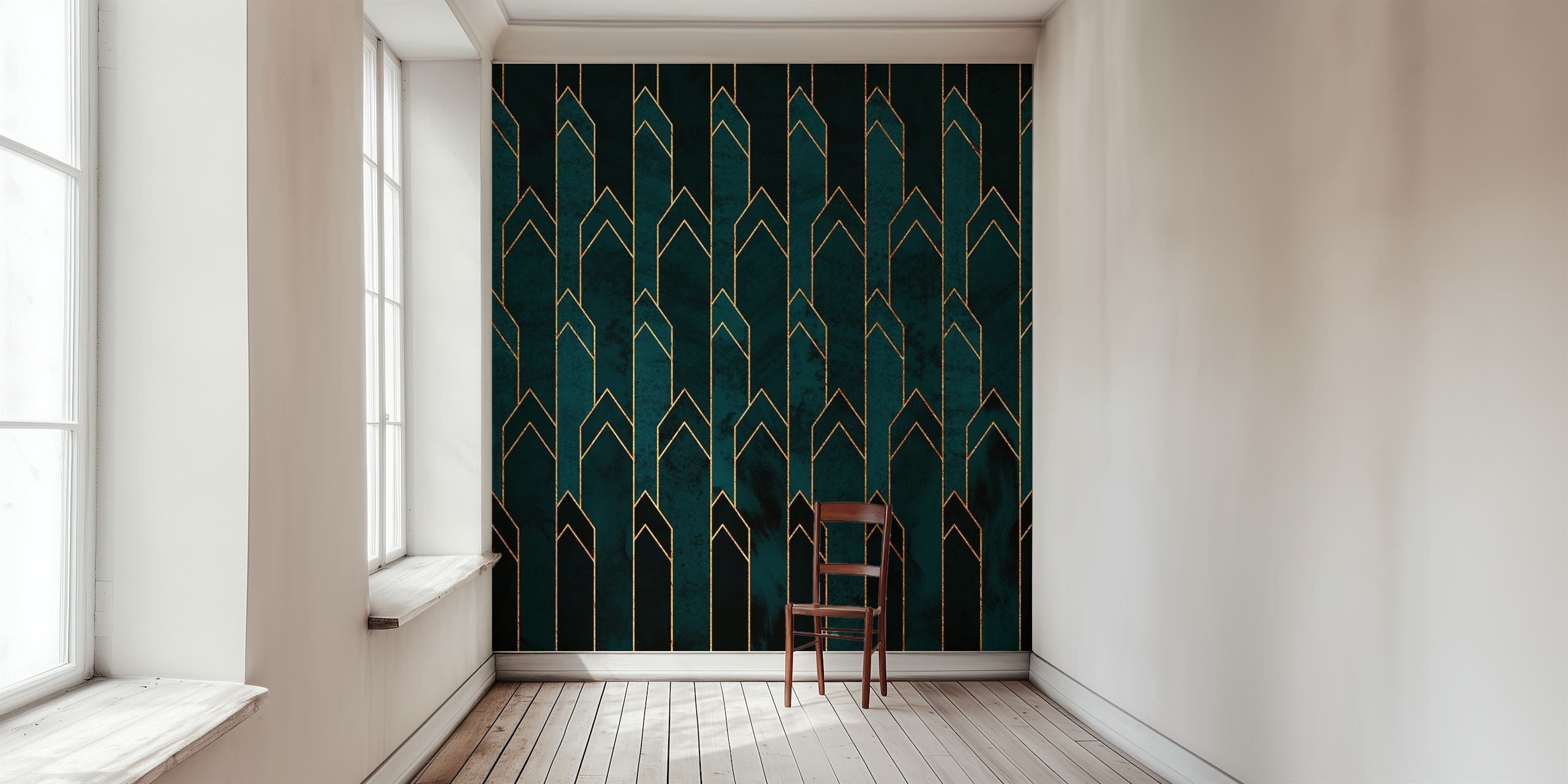 Turquoise Luxury Towers wallpaper in a room