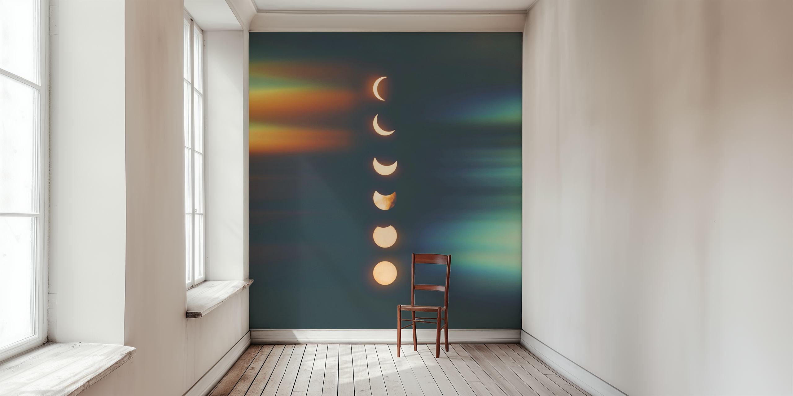 Papel pintado Shining Moon Phases en una habitación