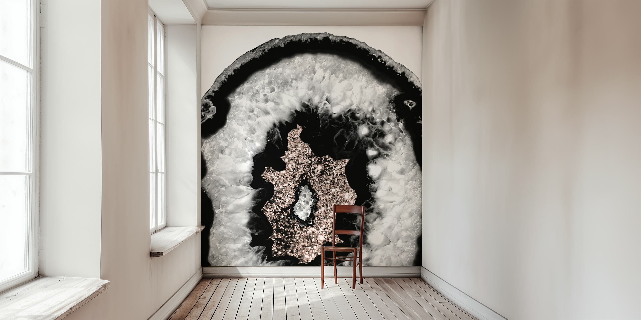 Gray and black agate pattern with glitter accents wall mural