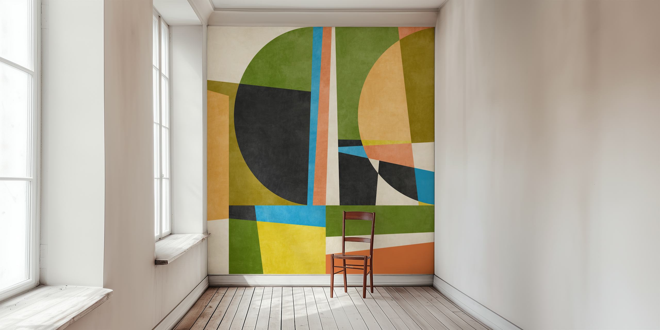 Geometric pattern wallpaper in a stylish room