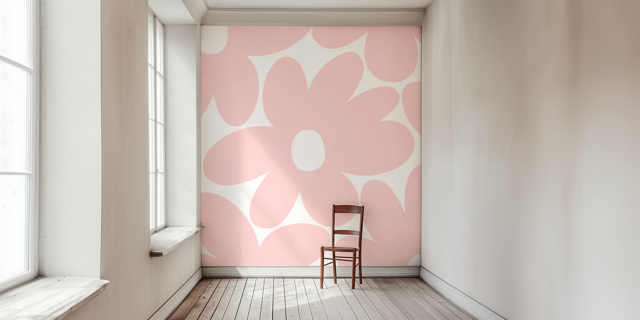 Diseño de papel pintado Retro Daisy Flowers Blush