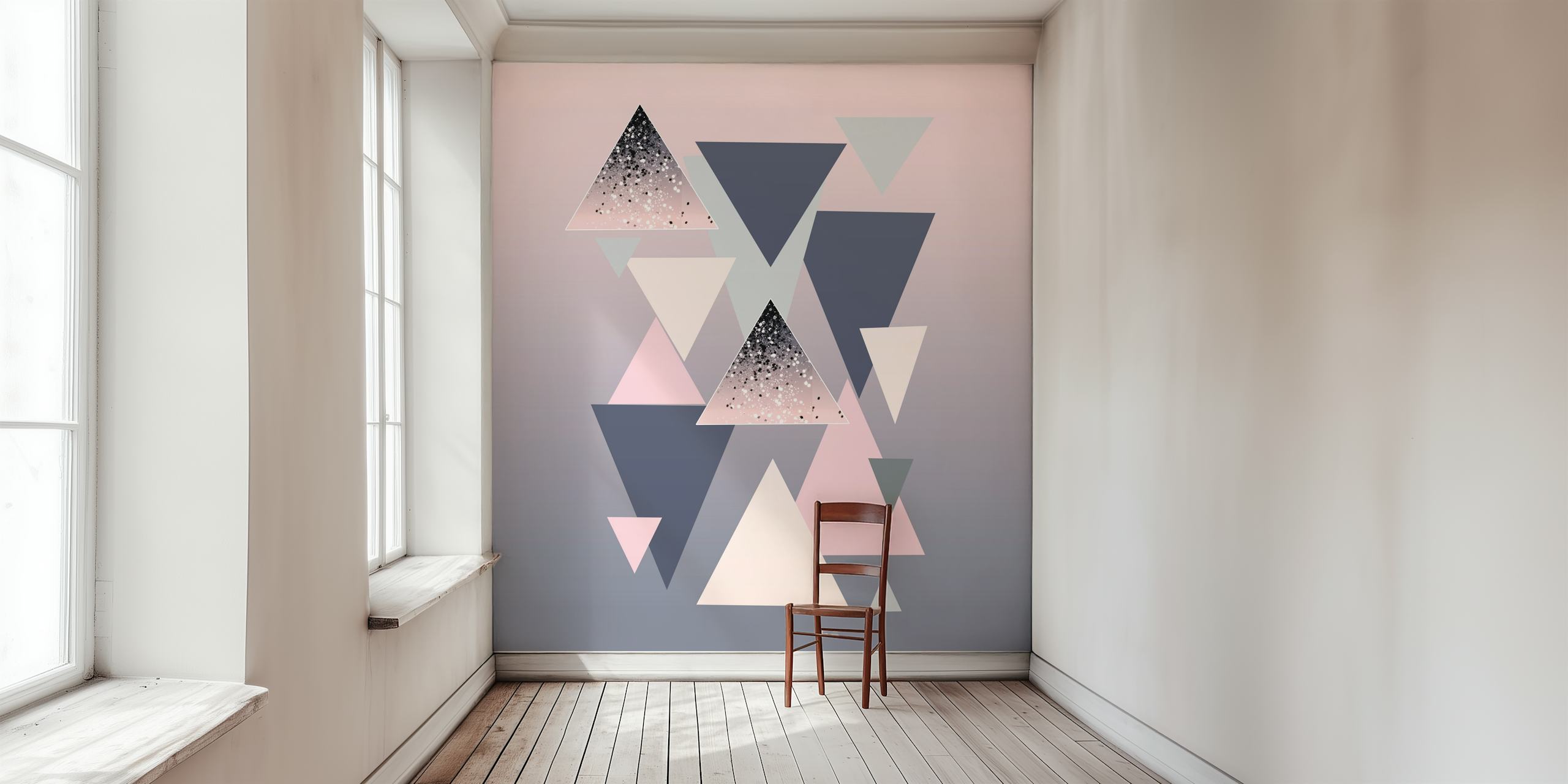 Papel pintado Geometric Triangles Glitter en una habitación