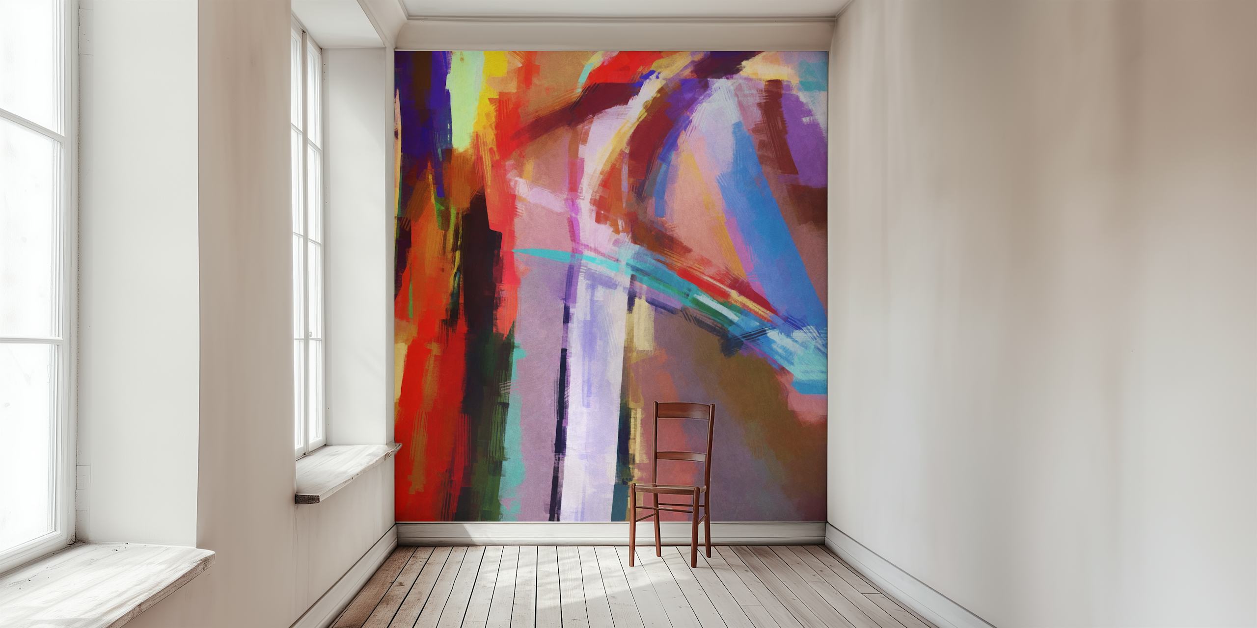 Colorful abstract brushstrokes in vibrant hues wallpaper