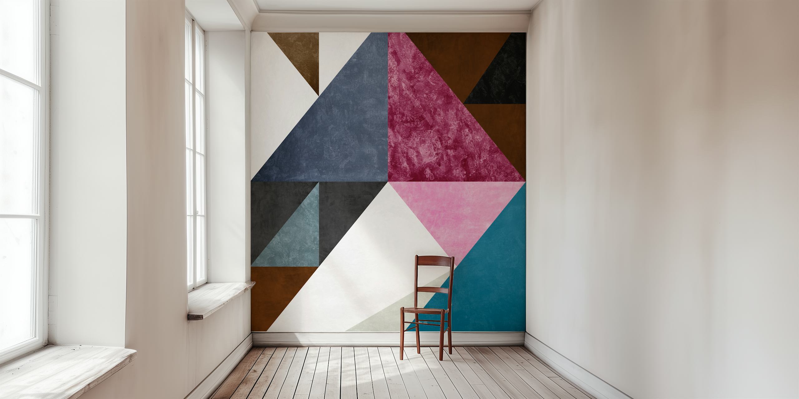 Geometric color block design in dark and muted tones wallpaper