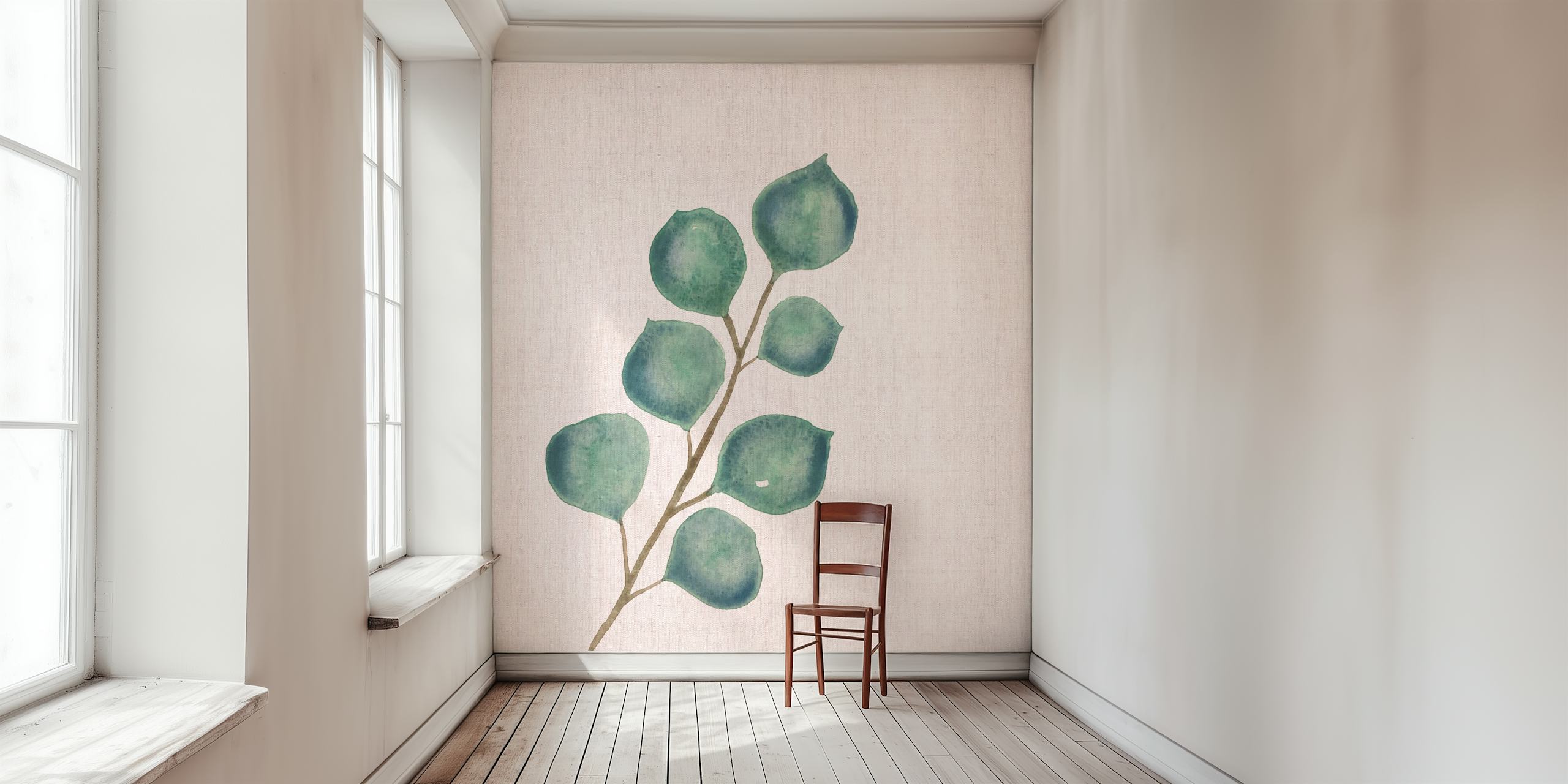 Eucalyptus branch wallpaper in a room