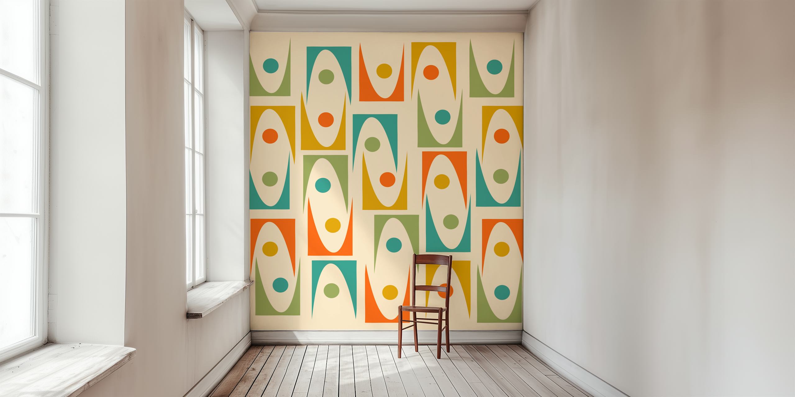 Mid Century Modern Ornaments wallpaper in a room