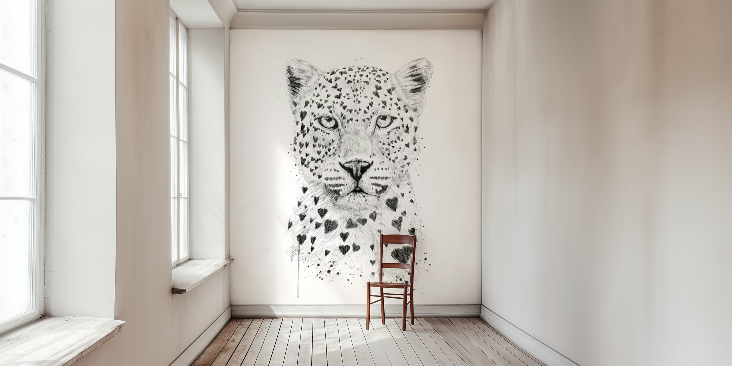 Lovely leopard tapetdesign i ett rum