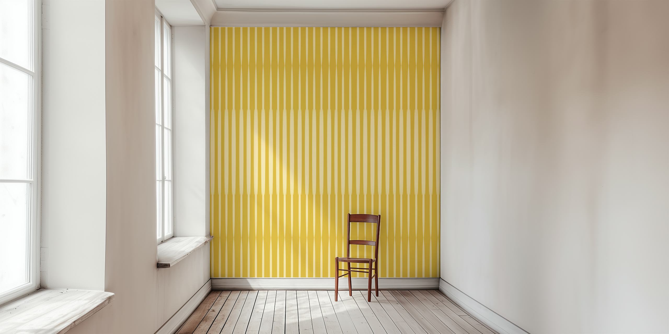 Vertical stripes in mustard and yellow shades wallpaper