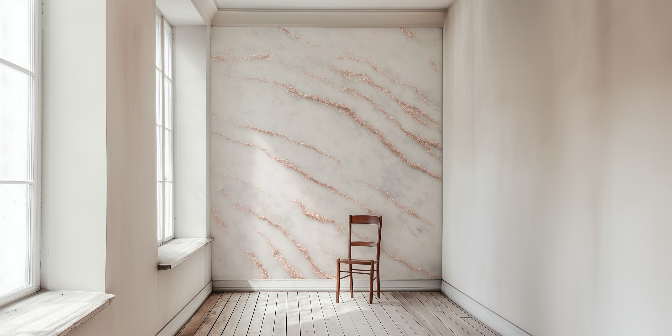 Κοντινό πλάνο μαρμάρινης τοιχογραφίας με γκλίτερ ροζ χρυσό με περίπλοκες λεπτομέρειες φλέβας