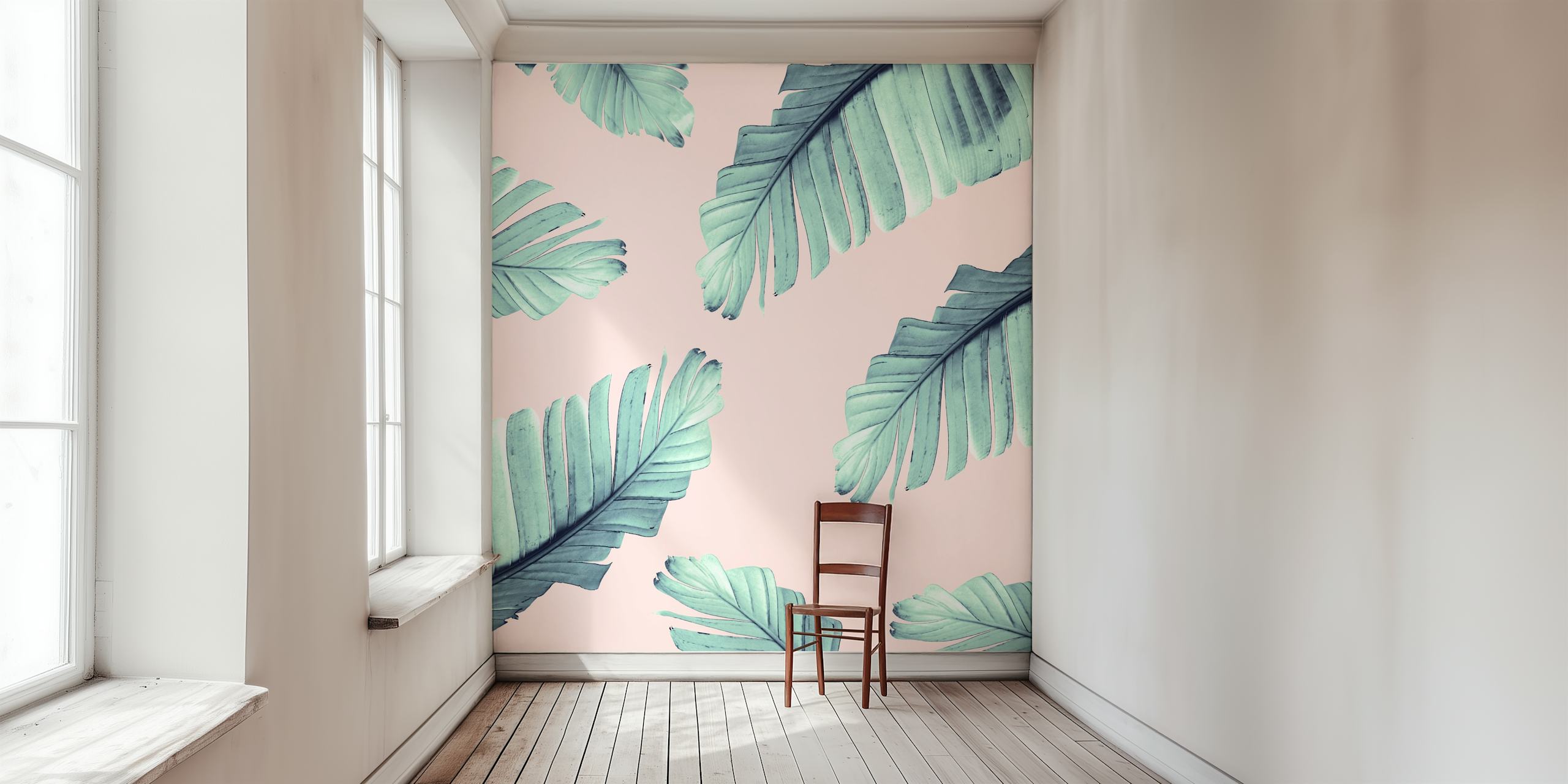 Tapeta Blush Banana Leaves v místnosti