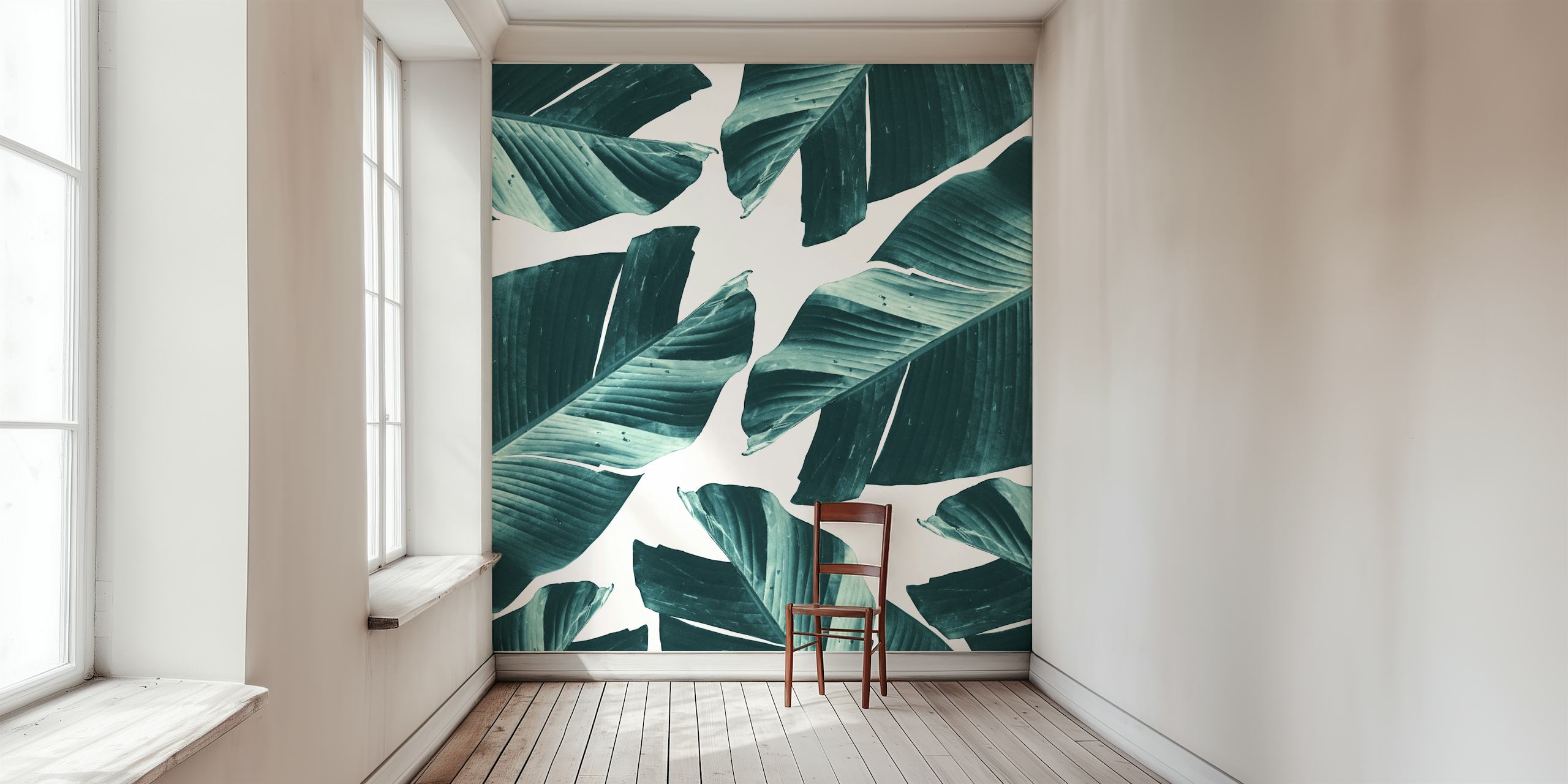 lush green banana leaves pattern wall mural