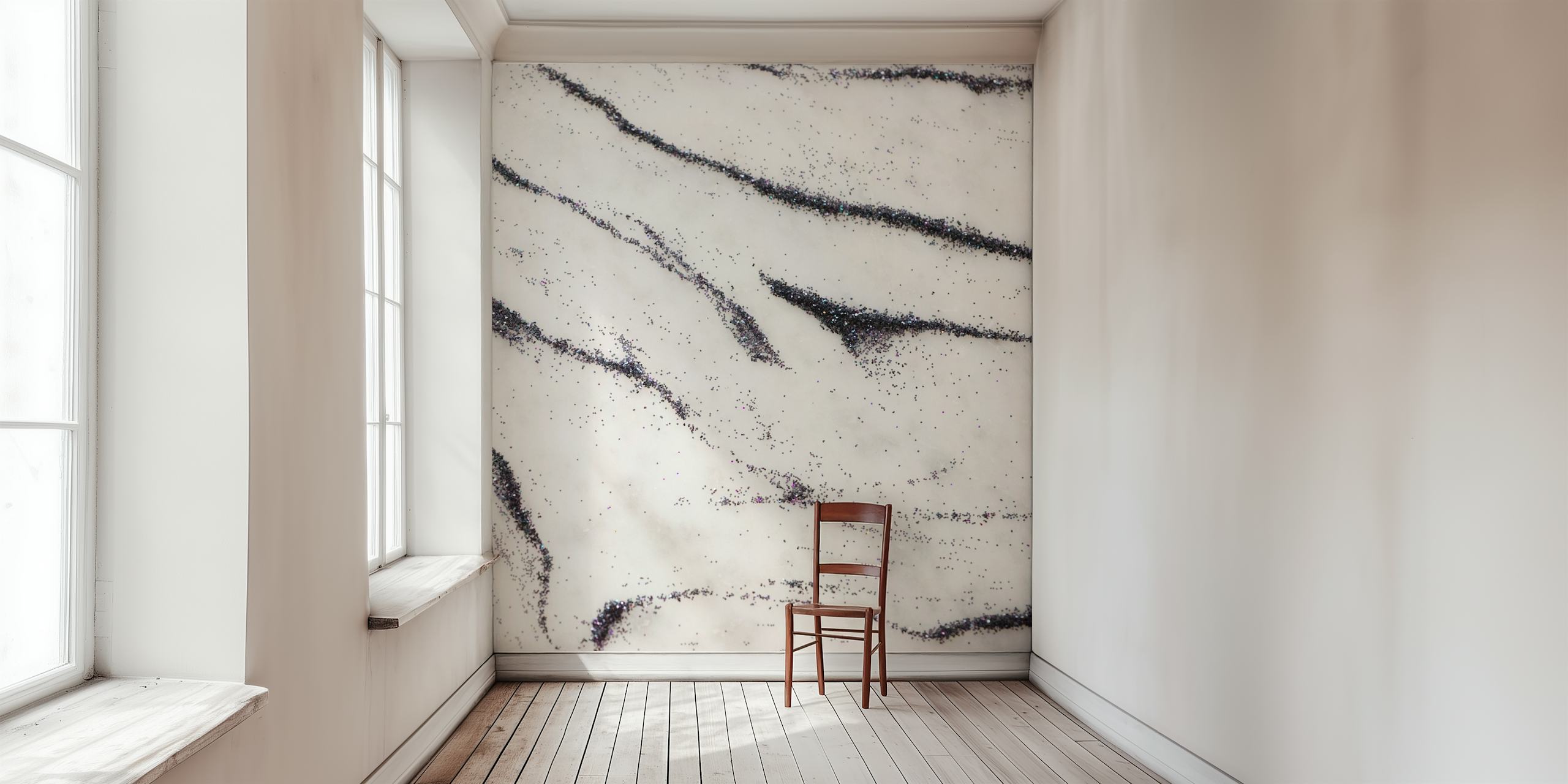 Black and white marble wallpaper with glitter accents
