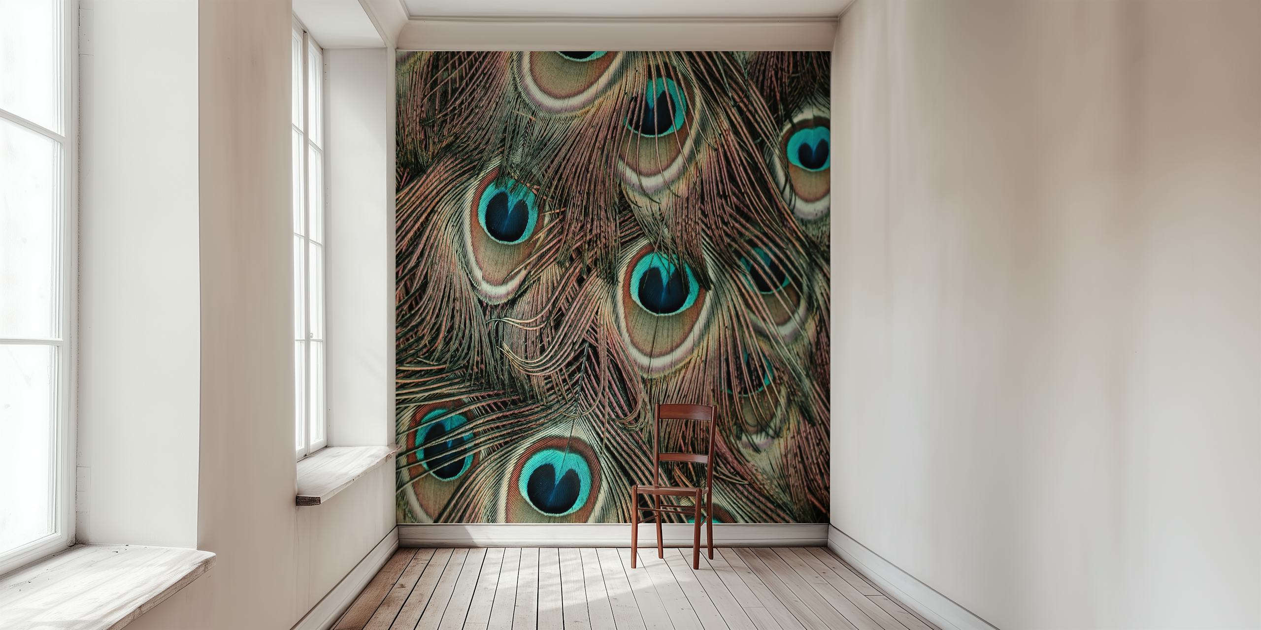 Peacock Bird Feathers Abstract design i ett rum