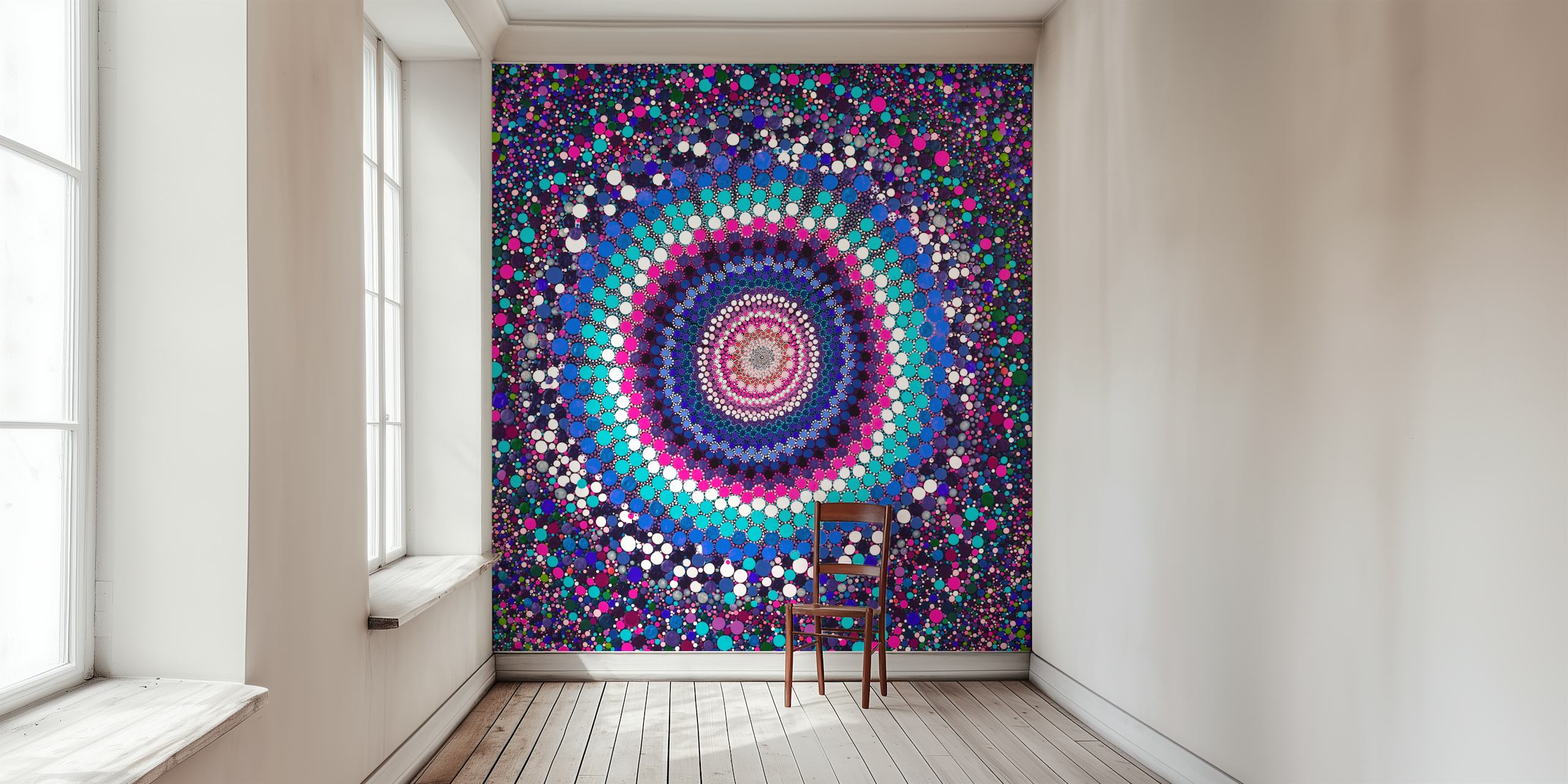 Lupins wallpaper displayed in a room