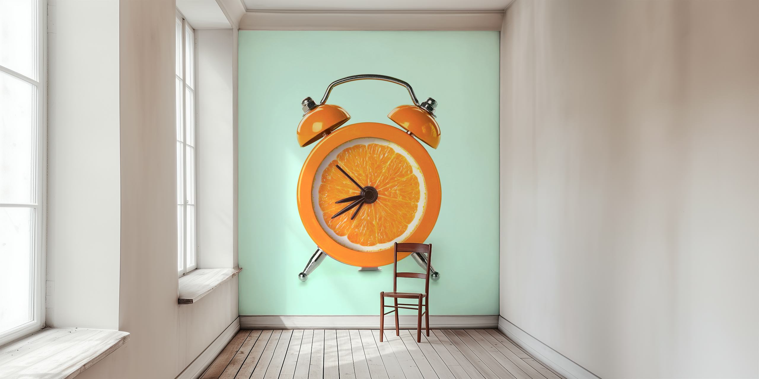 Orange Clockwork-Design På En Livlig Tapet