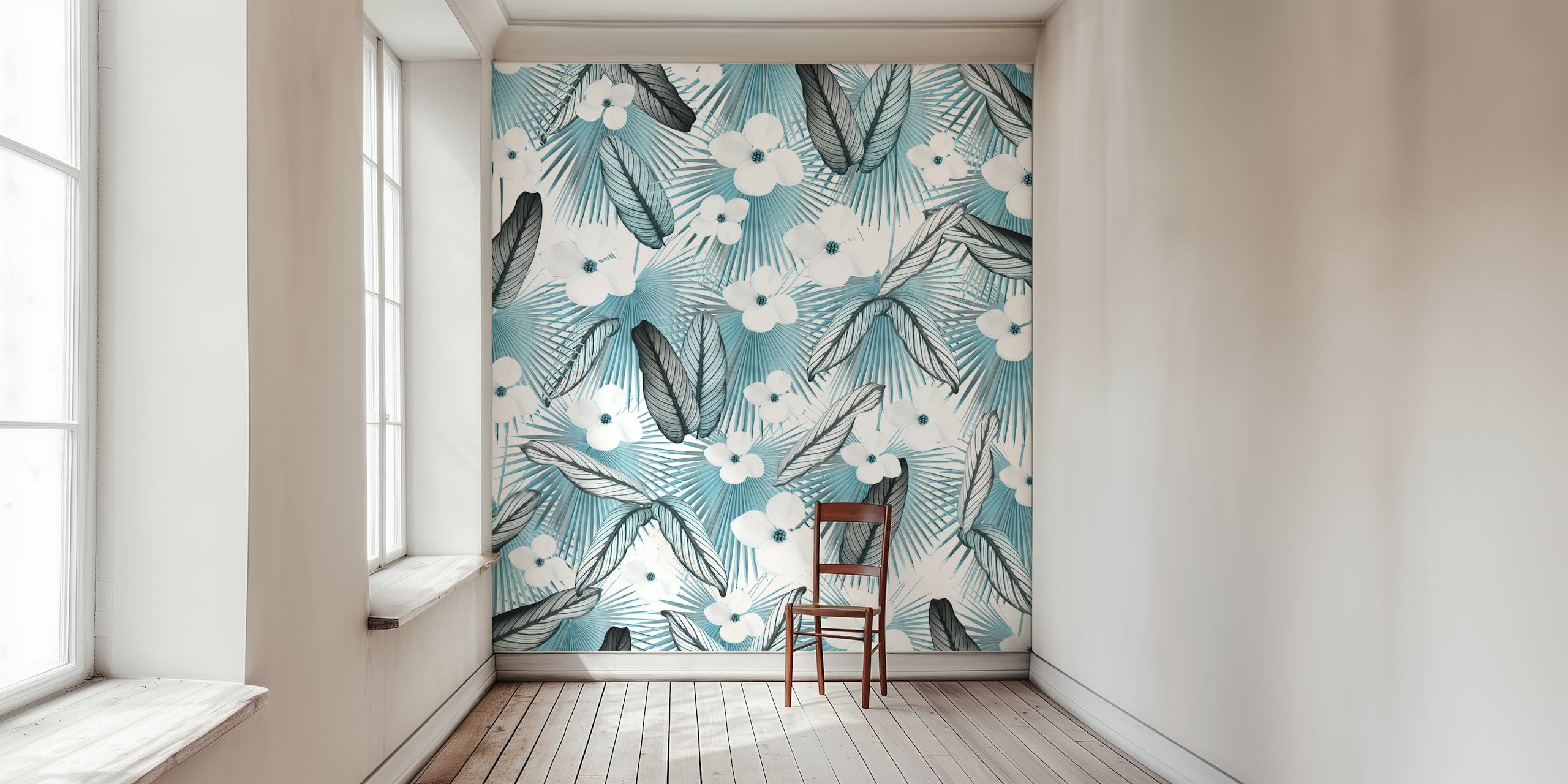 Ficus leaves pattern wallpaper in a room