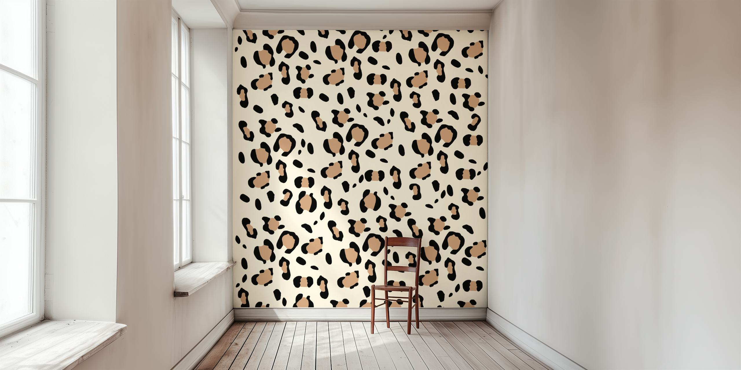 Leopard animal print wallpaper in a room