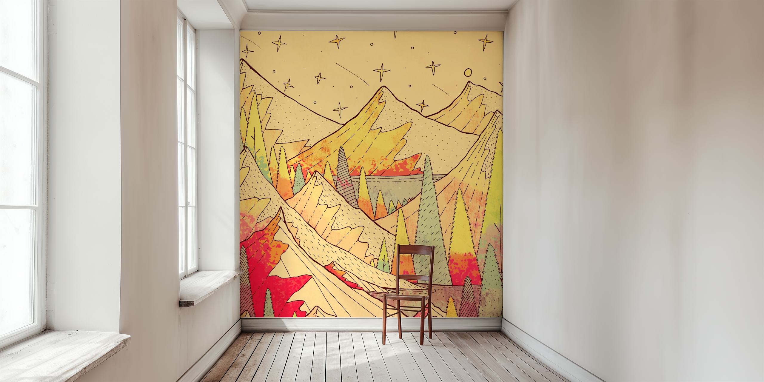 Design carta da parati Great mountain lakes in una stanza