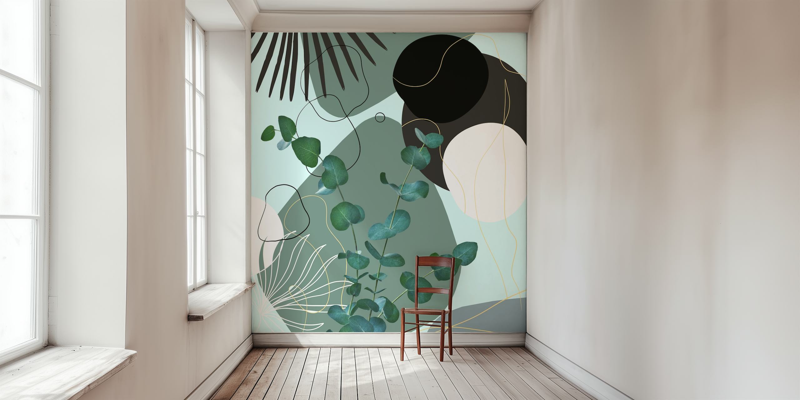 Eucalyptus Fan Palm Finesse 2 wallpaper in a room