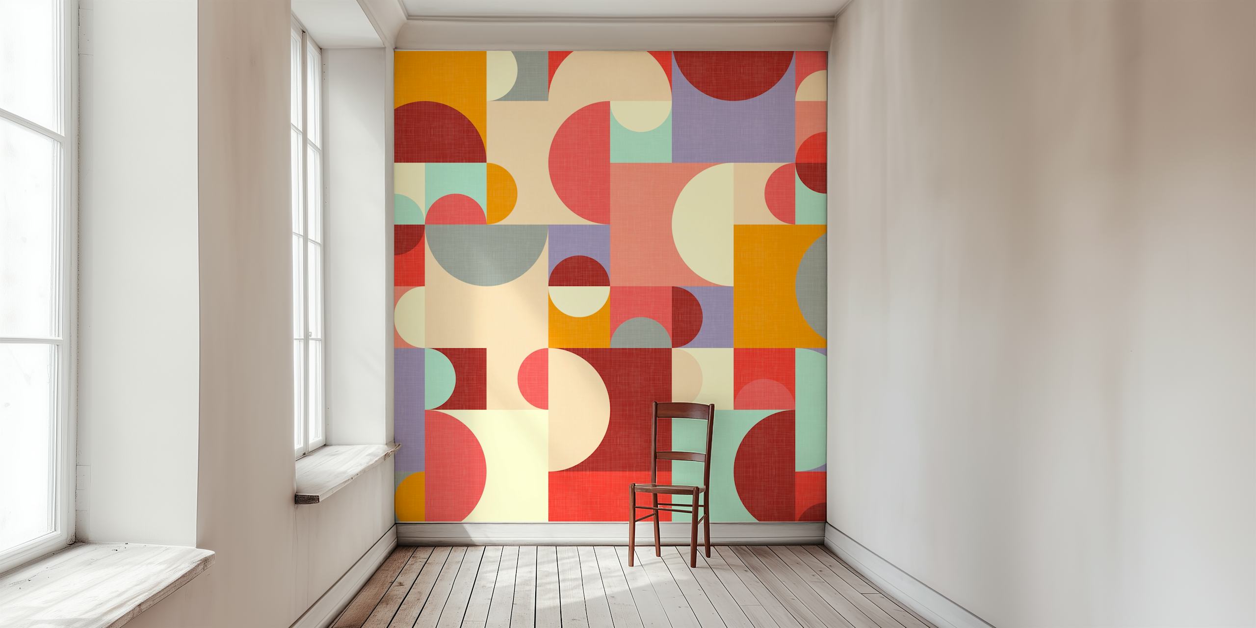 Geometrijski wallpaper Mid Century Modern u sobi