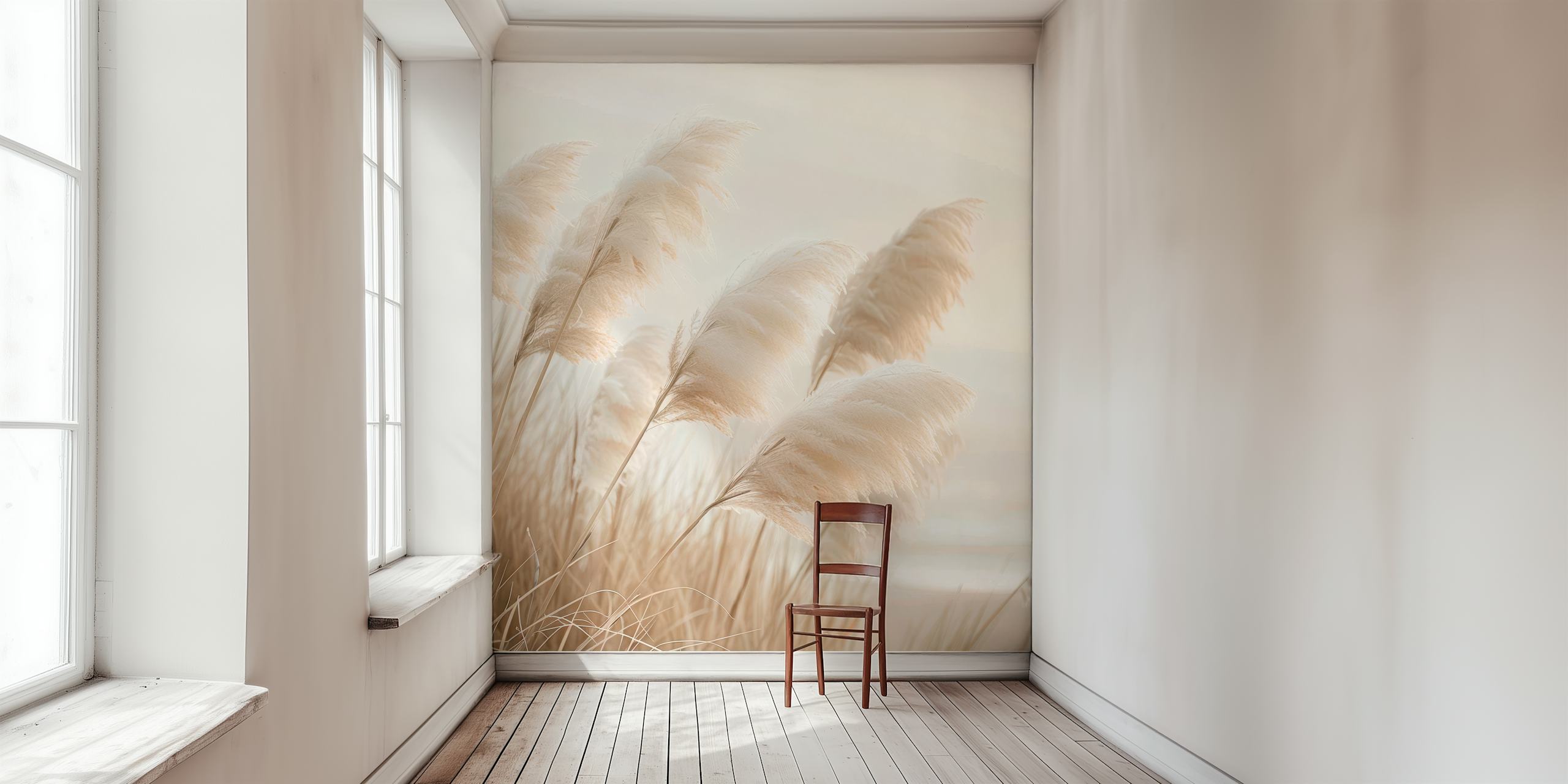 pampas grass in soft beige tones wallpaper