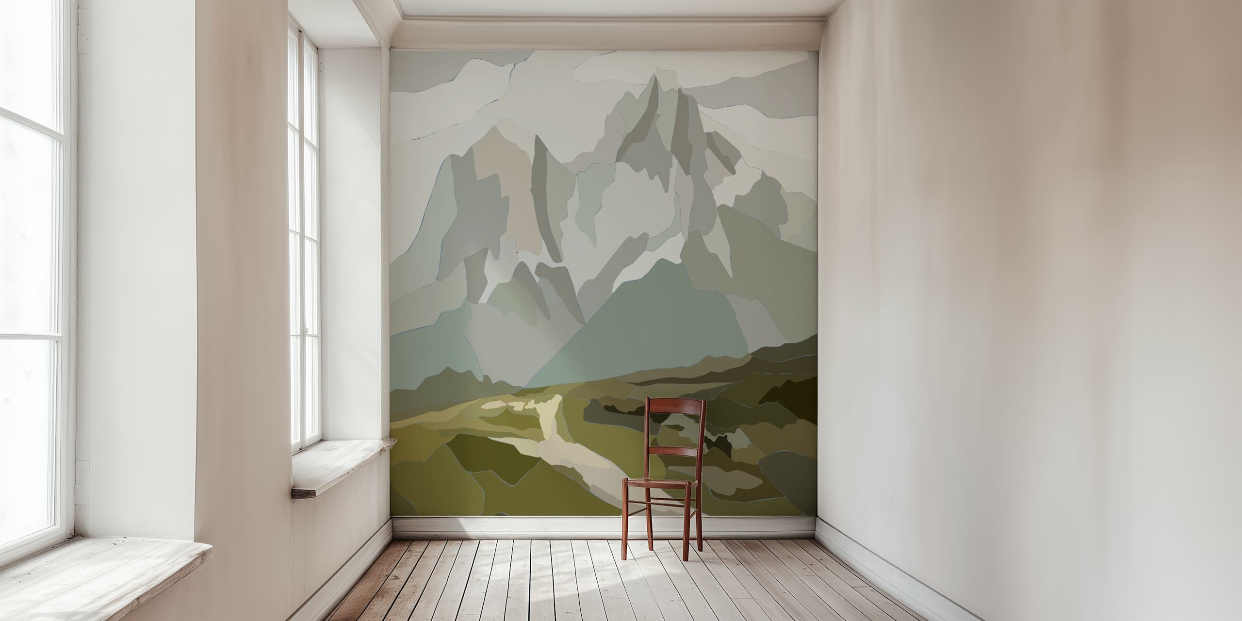 Minimalist Mountain View-tapet i ett rum