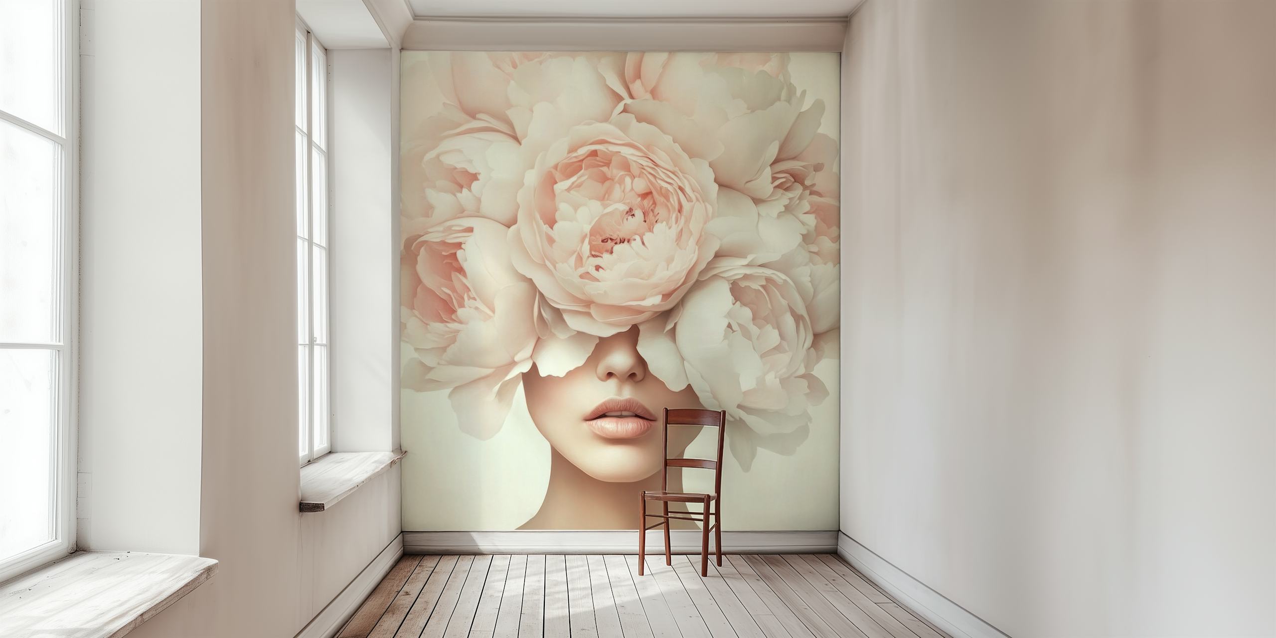 Blooming Grace Blumen-Tapete in einem Raum