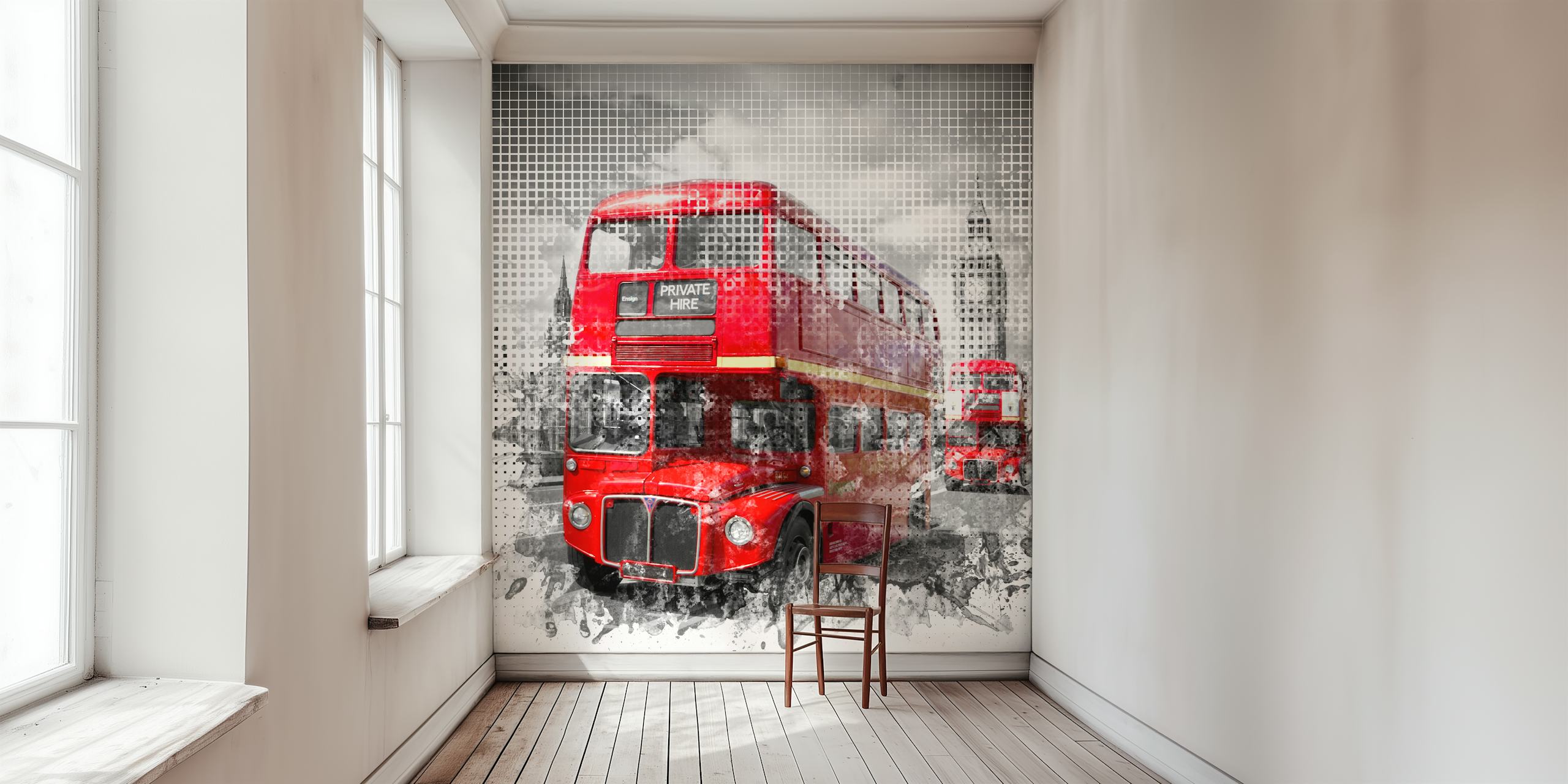 London Westminster Red Buses wallpaper in a room