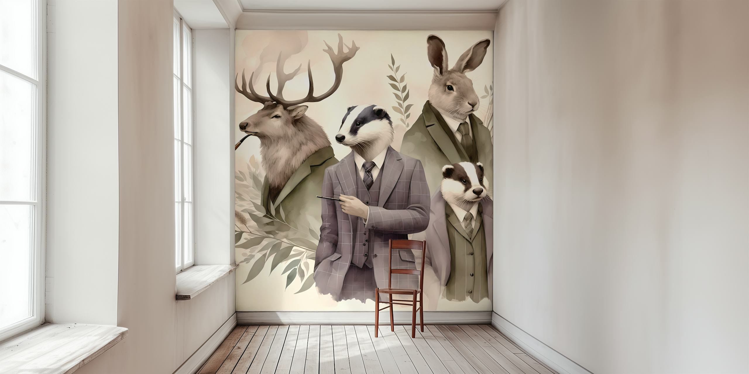 Chic forest dwellers wallpaper design in a room